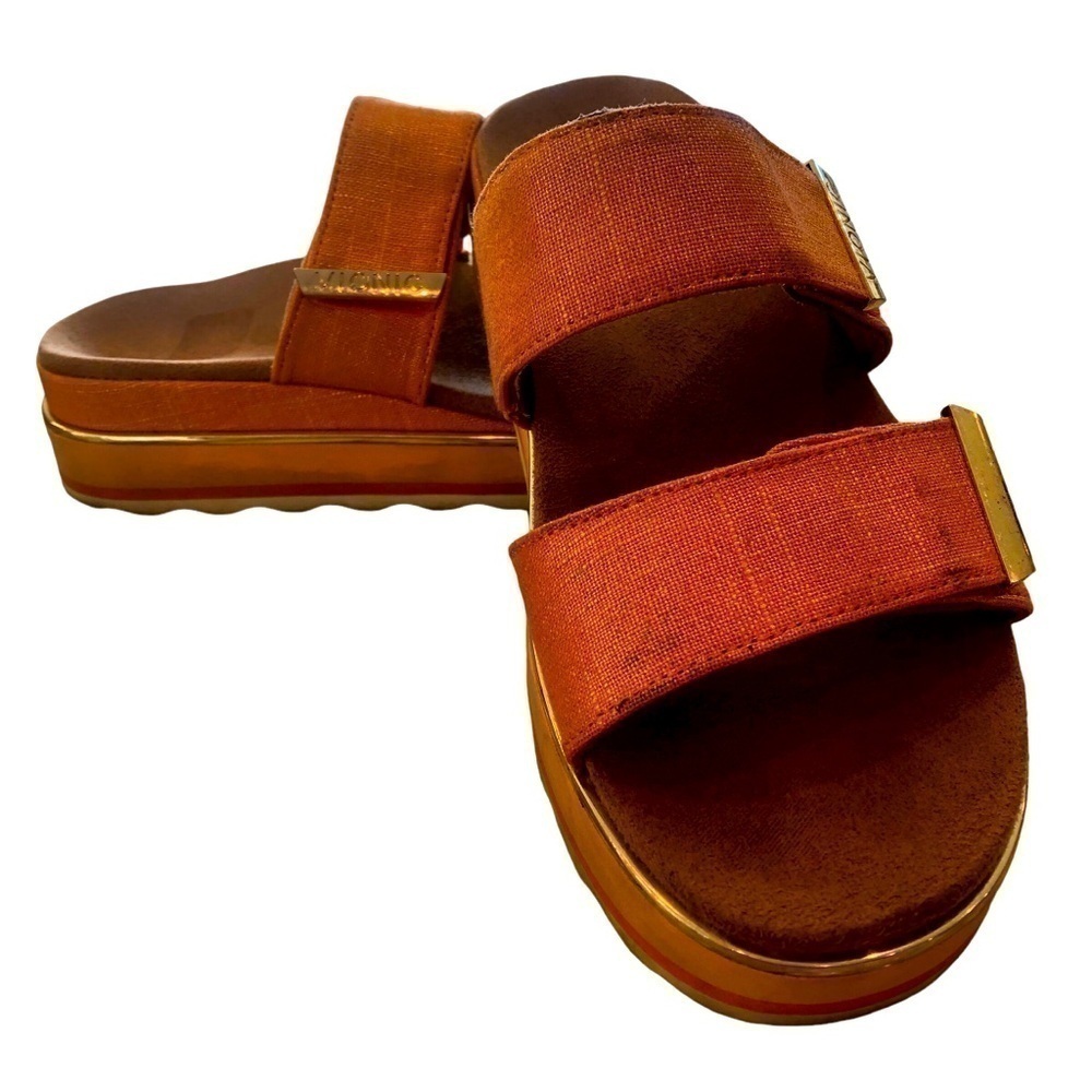 Vionic Brandie Platform Metallic Orange Sandal Shoes Hook Loop Strap Womens 9.5 - Picture 2 of 13